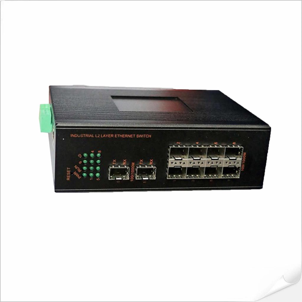 Промышленный управляемый 8-портовый 100/1000-кратный SFP + 2-портовый 100/1000-кратный SFP оптоволоконный коммутатор