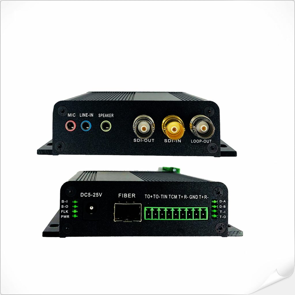 2-Канальный двунаправленный 3G-SDI видео Волоконный конвертер с Tally + RS485/RS422 + Стерео аудио + Микрофон